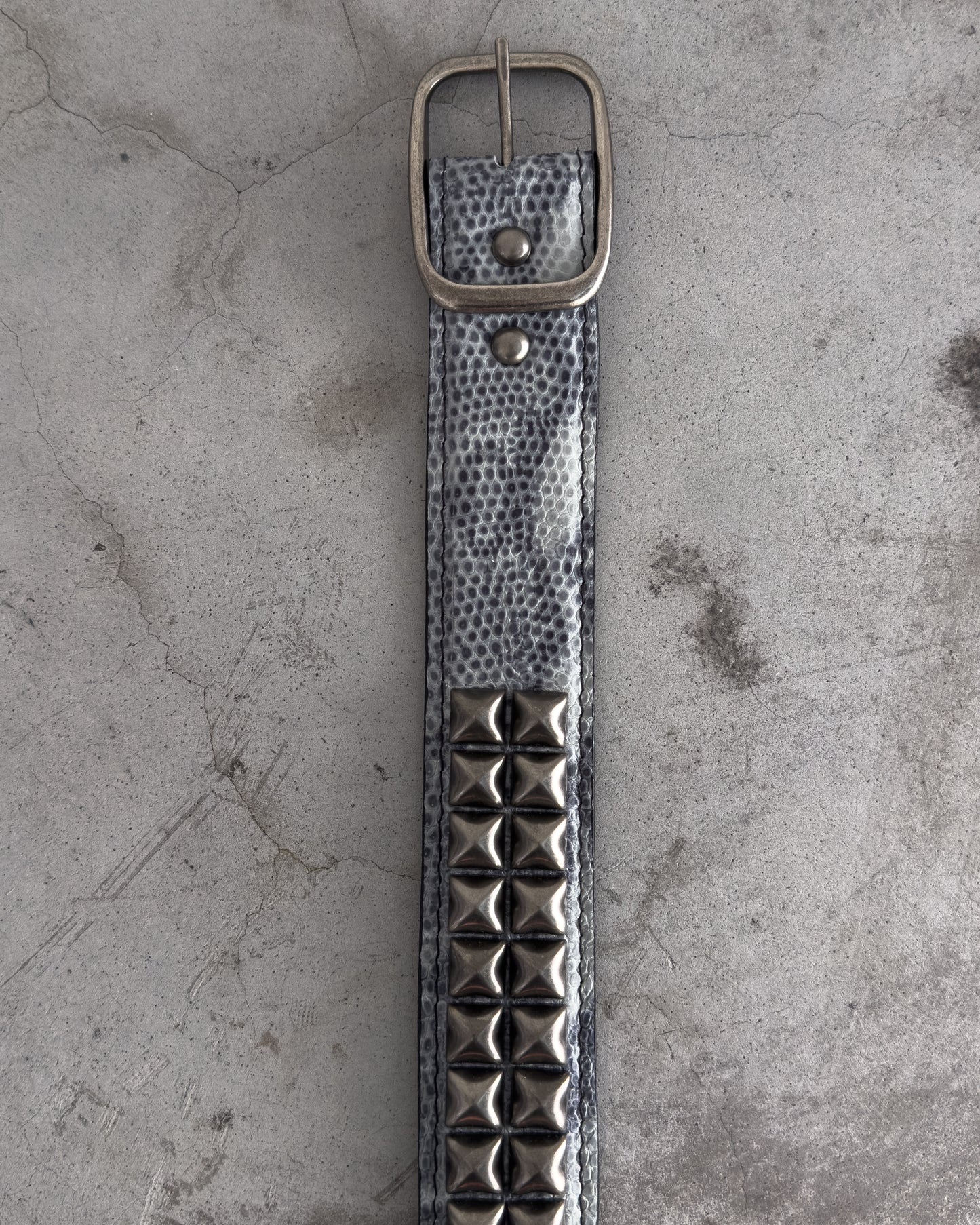 Snakeskin Print Studded Belt