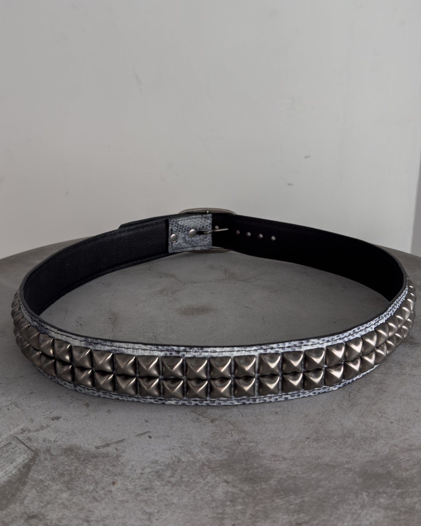 Snakeskin Print Studded Belt