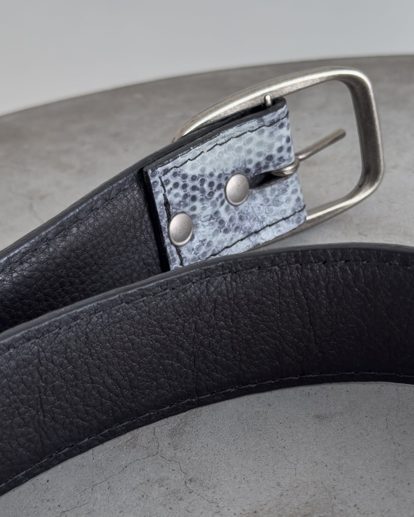 Snakeskin Print Studded Belt