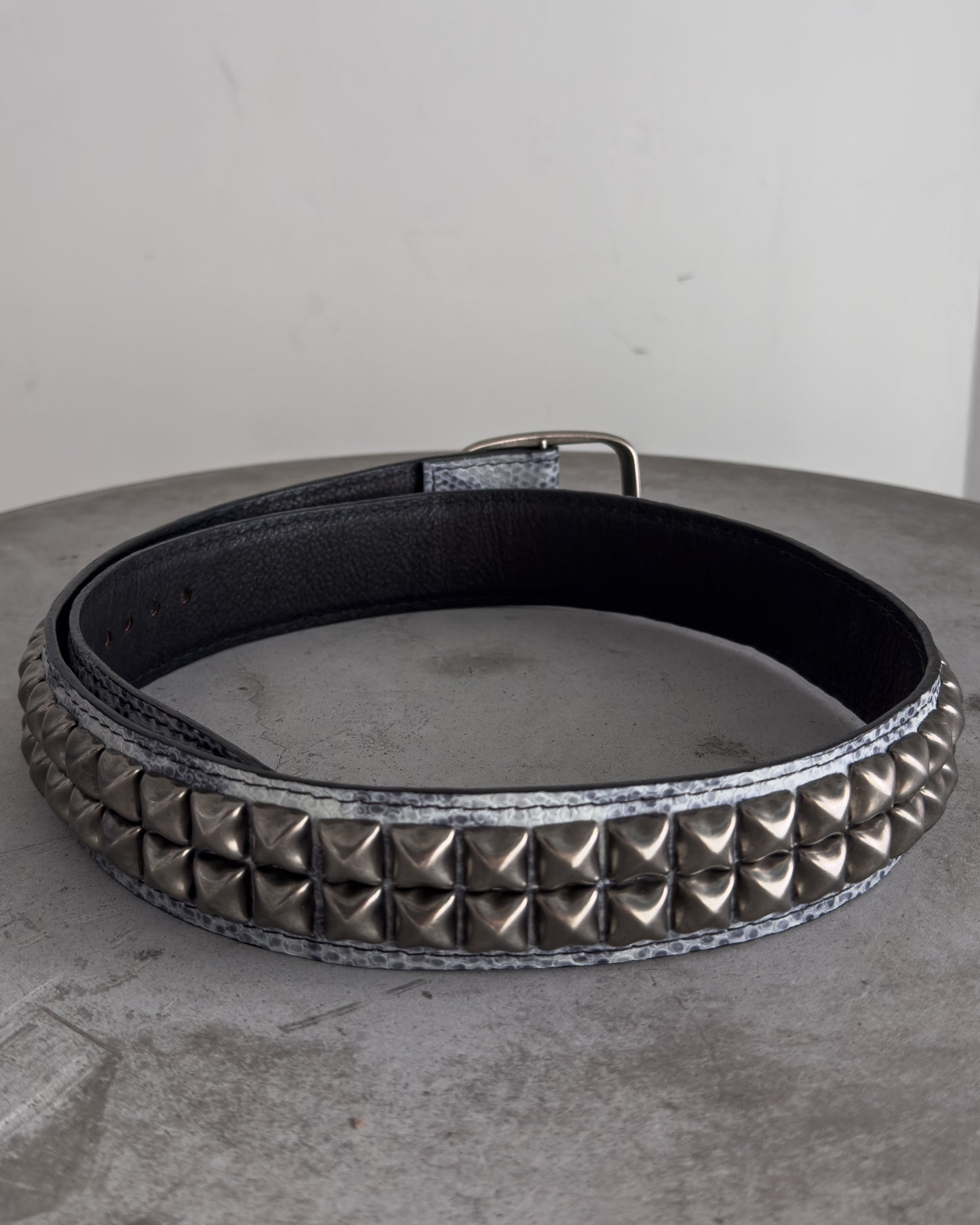 Snakeskin Print Studded Belt