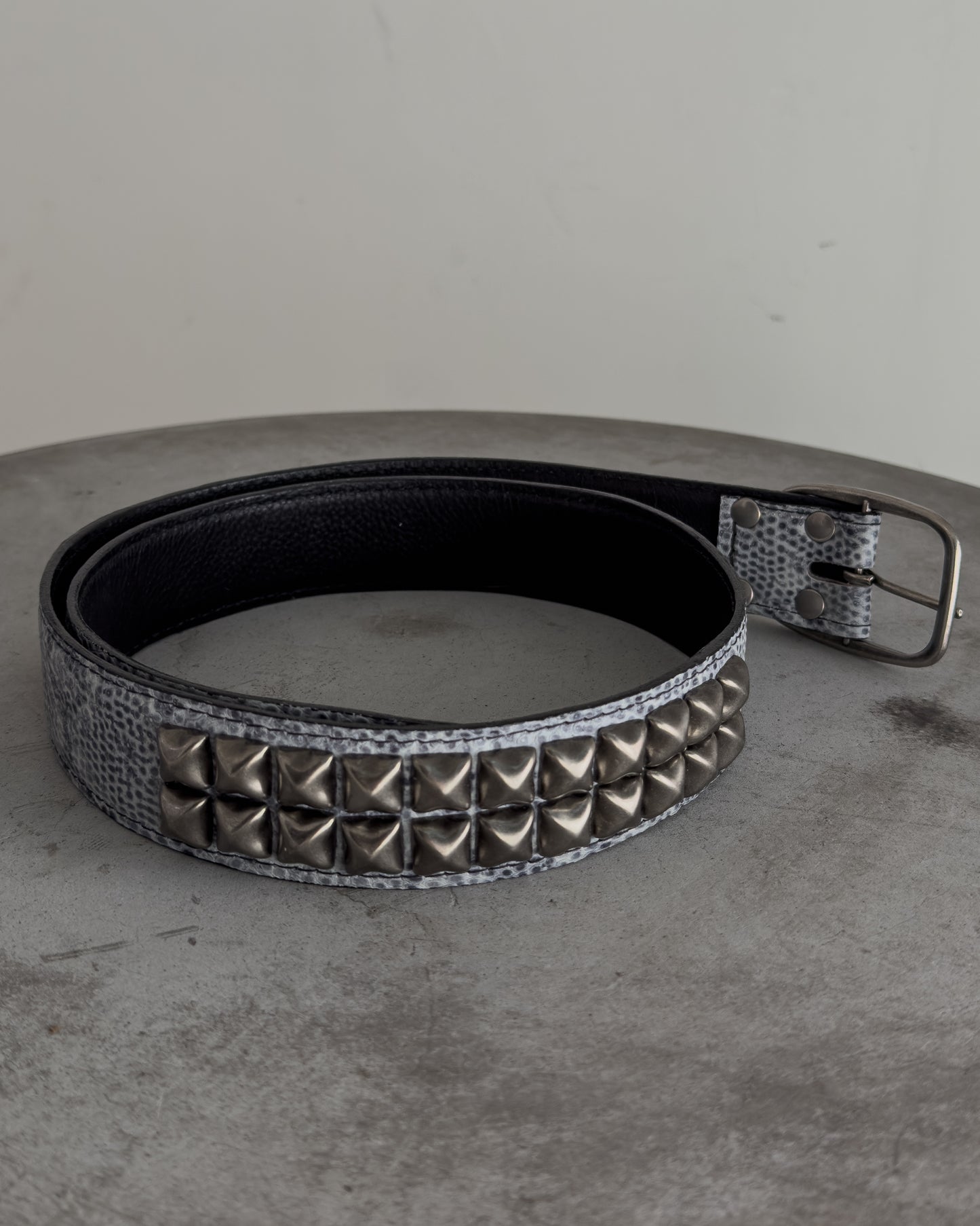 Snakeskin Print Studded Belt