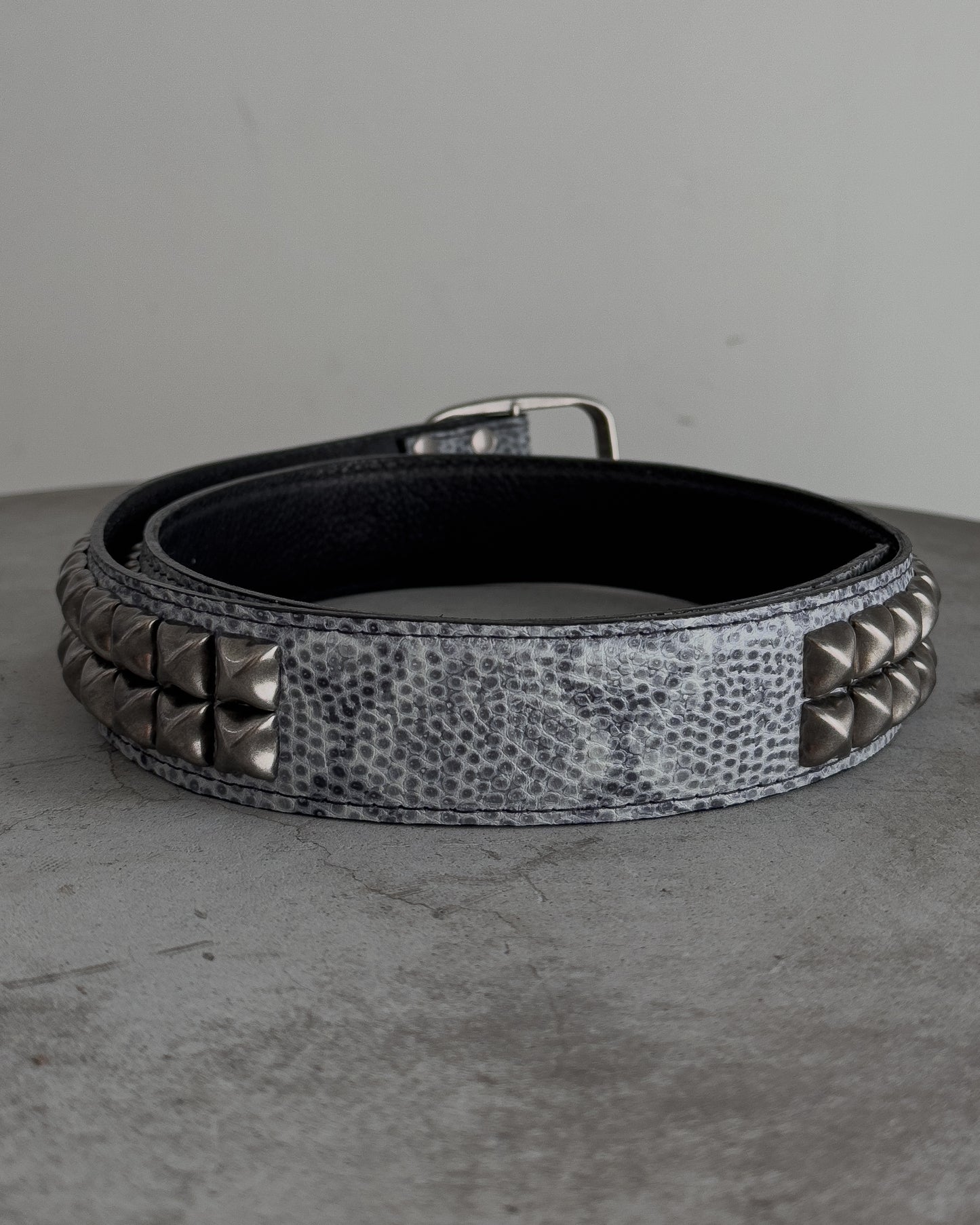 Snakeskin Print Studded Belt