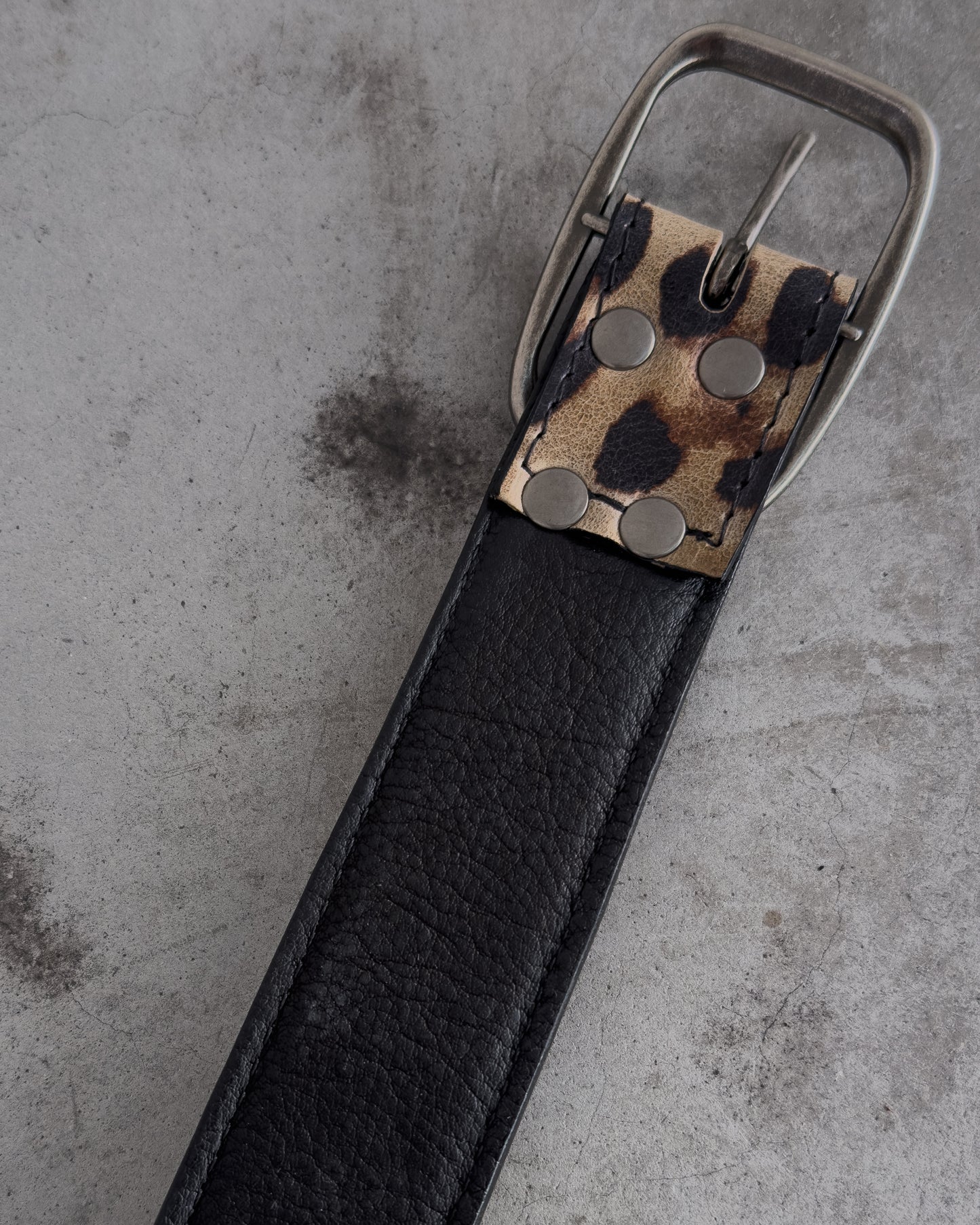 Leopard Print Studded Leather Belt