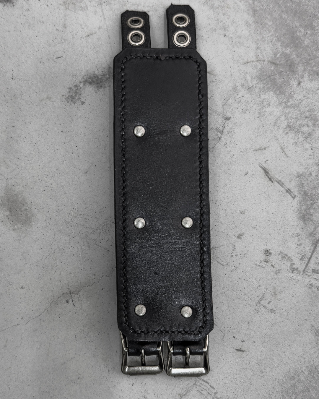 Engraved Double Strap Studded Bracelet