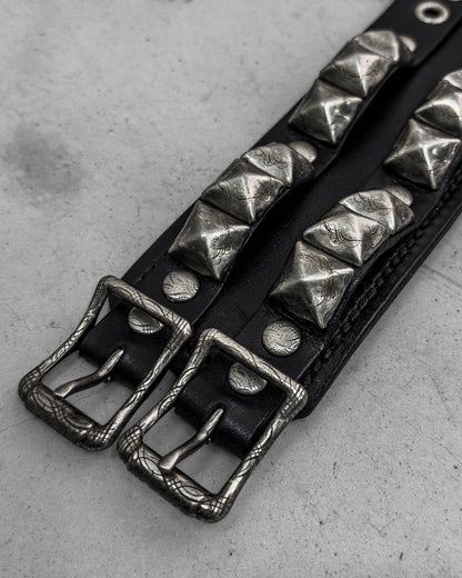 Engraved Double Strap Studded Bracelet