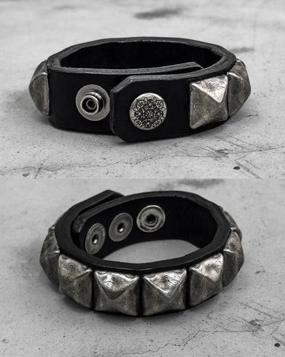 Engraved Pyramid Snap Bracelet