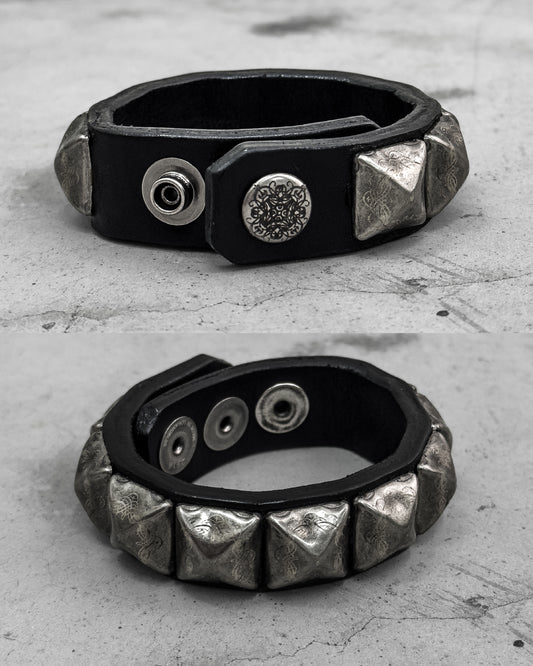 Engraved Pyramid Snap Bracelet