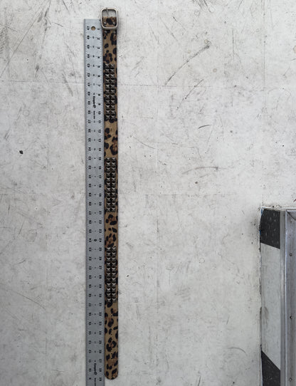 Leopard Print Studded Leather Belt