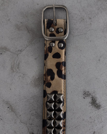 Leopard Print Studded Leather Belt