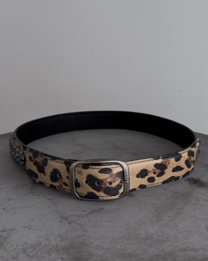 Leopard Print Studded Leather Belt
