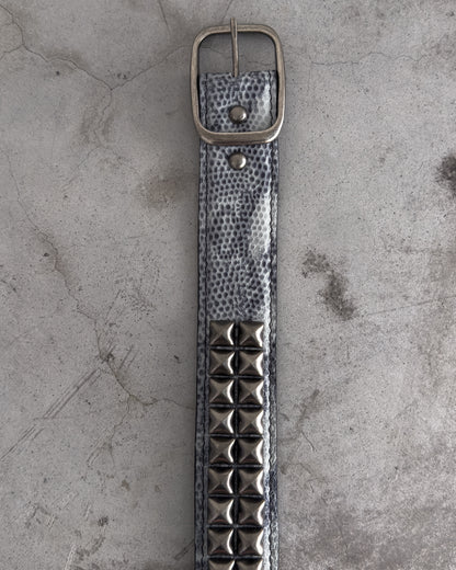 Snakeskin Print Studded Belt