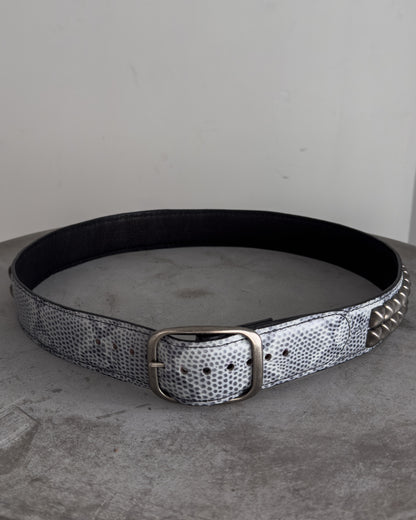 Snakeskin Print Studded Belt