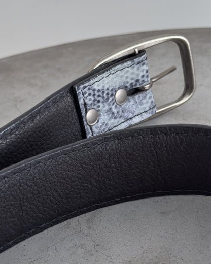 Snakeskin Print Studded Belt