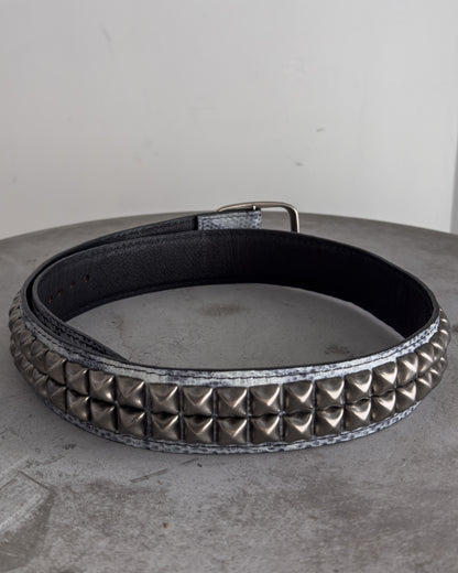 Snakeskin Print Studded Belt