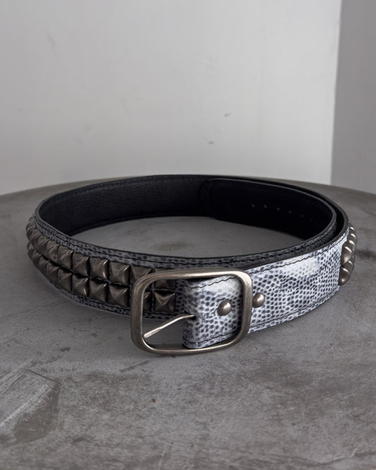 Snakeskin Print Studded Belt