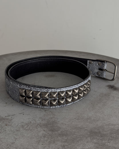Snakeskin Print Studded Belt