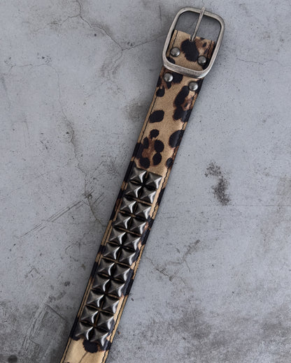 Leopard Print Studded Leather Belt