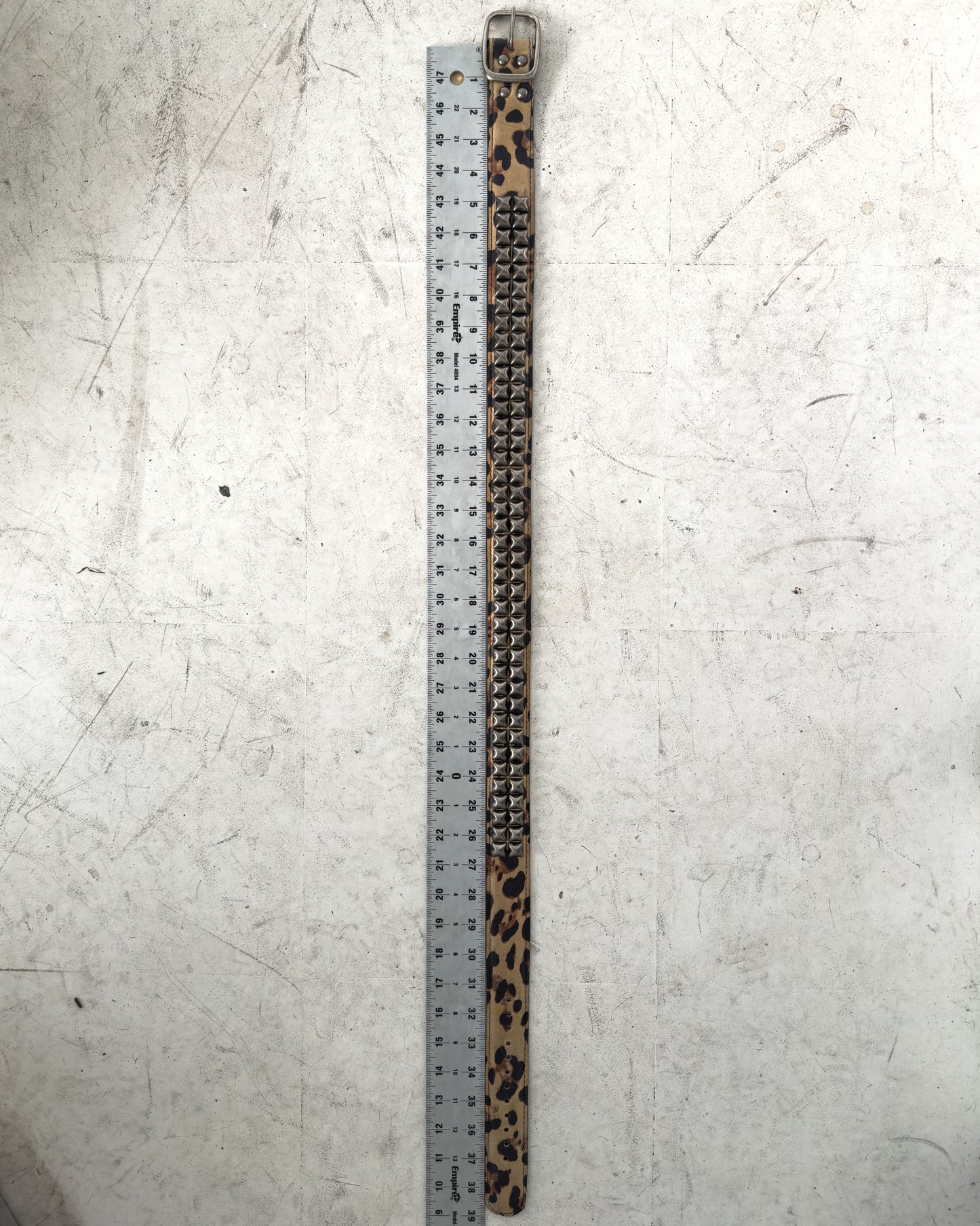 Leopard Print Studded Leather Belt