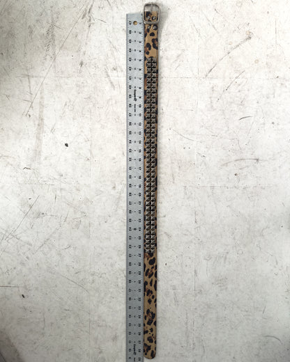 Leopard Print Studded Leather Belt
