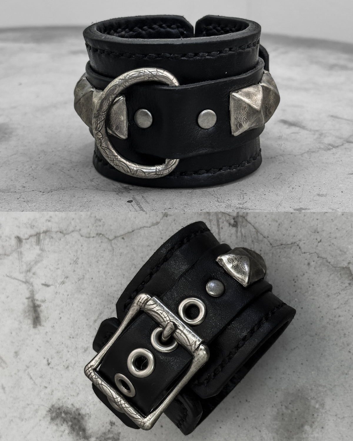 Engraved Studded Single Strap Bracelet