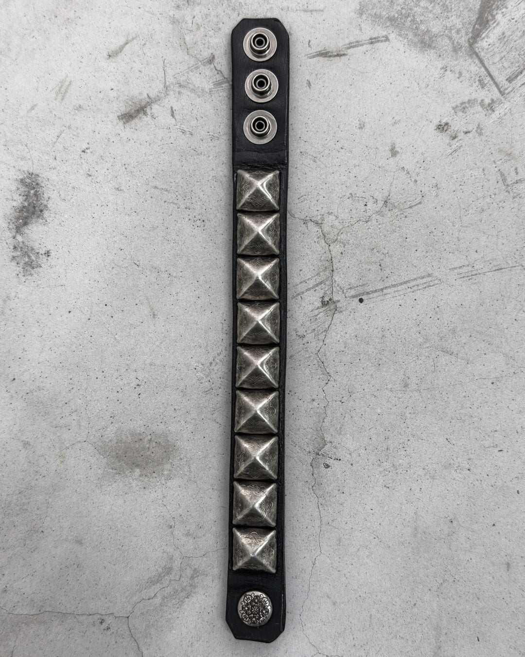Engraved Pyramid Snap Bracelet